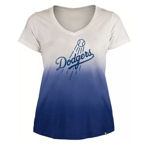 New Era Women's Los Angeles Dodgers Blue Dipdye Scoop V-Neck
